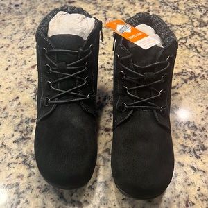 Propet Delaney Black Suede Zip Lace up Ankle Chukka Boots Women's US 9